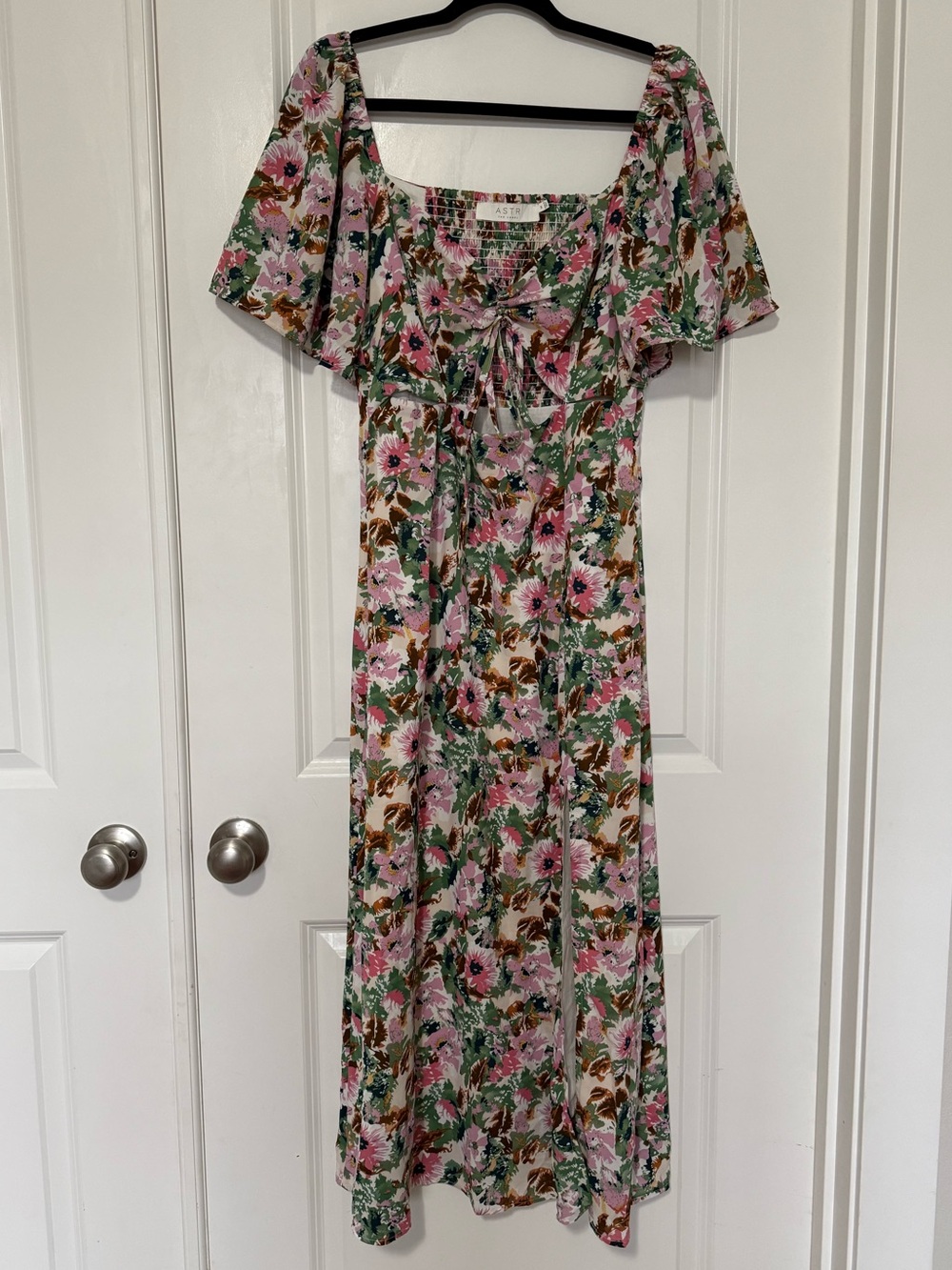 Astr Floral Maxi Dress in Pink, Green & Brown